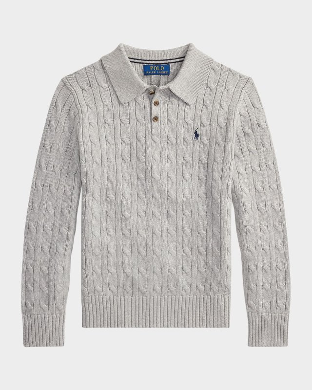 Boy's Cable-Knit Cotton Sweater, Size S-XL